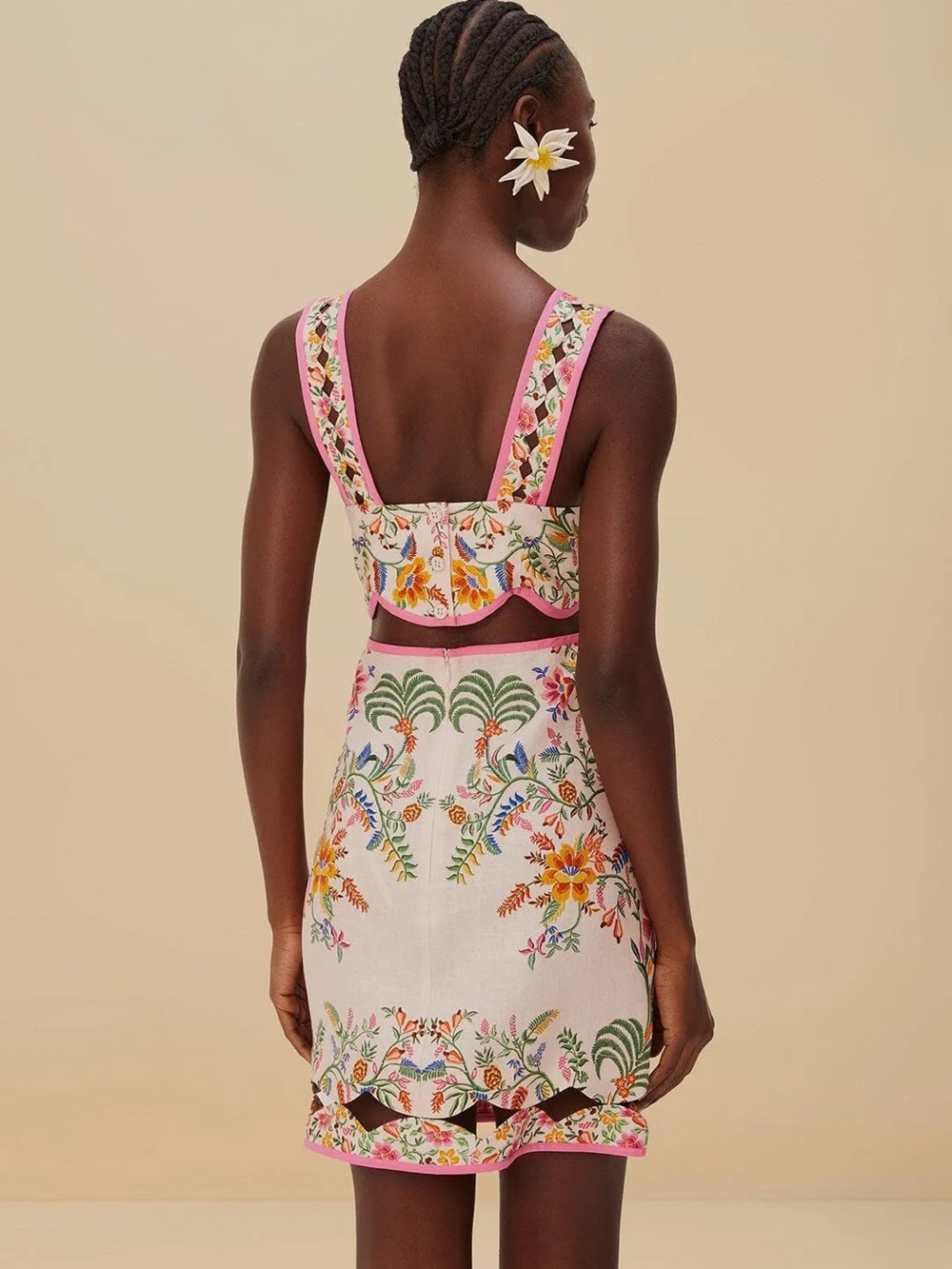 FARM Rio Pink-Trimmed Embroidered Mini Dress - Picture 3 of 4